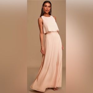 Lulus Utterly Enchanting Blush Sleeveless Maxi Dress Size Large NWT